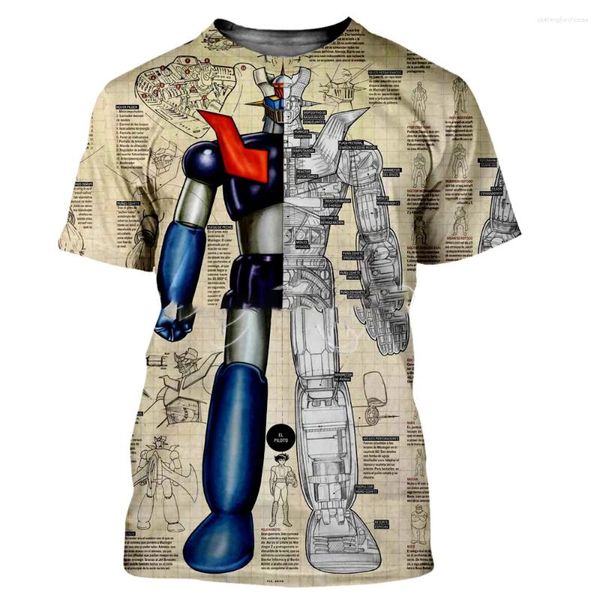 T-shirts pour hommes Mazinger Z Hommes Chemise Mode Cool 3D Imprimé T-shirts à manches courtes Harajuku Style Tshirt Streetwear Femmes Tops d'été