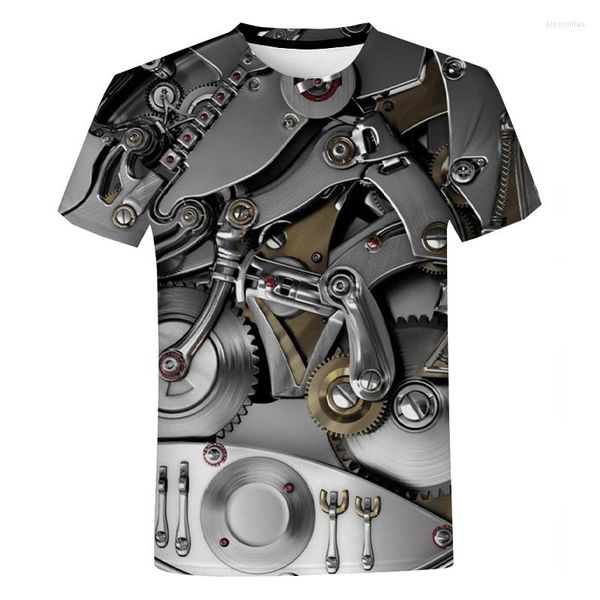 Camisetas para hombre, camiseta con estampado 3D de movimiento de reloj mecánico para hombre y mujer, camiseta informal de moda Hip Hop, ropa de calle Unisex Harajuku de gran tamaño