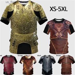 T-shirts pour hommes Medieval Knight Armor Graphic T-shirt pour hommes Vêtements 3D Imprimer Fan militaire Cosplay T-shirt Mode Strtwear Vintage Tops T Y240321