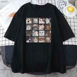 T-shirts voor heren meme katten puzzel hoodie Harajuku print heren t-shirt straat Koreaanse straat korte mouw zomer katoenen punk tops heren rockkleding l230520
