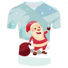Heren t shirts heren 3d kerst t-shirts gelukkige jaar grafisch tee oversized round nek top kerstman cartoon cartoon kleding