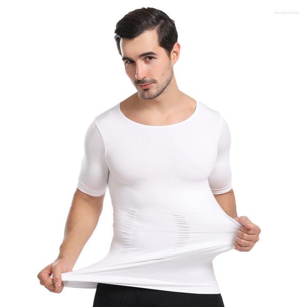 Camisetas para hombre, para esculpir el cuerpo de los hombres, apariencia de barriga, corsé delgado, músculos abdominales, deportes al aire libre, gimnasio, mangas cortas ajustadas 2023