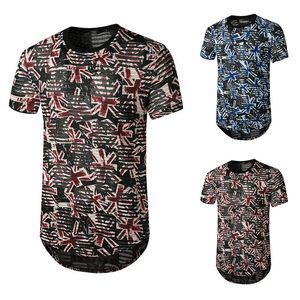 T-shirts pour hommes Marque pour hommes Vacances hawaïennes personnalisées Mode Business Hip Hop Déchiré Casual T-shirt à manches courtes Hommes S