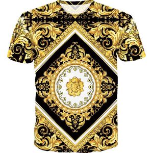 Camisetas de hombre Casual malla transpirable diseño creativo moda oro tema 3D impreso T-shirtMen's