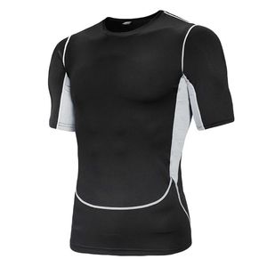 T-shirts pour hommes Fitness pour hommes Séchage rapide Respirant Sports Tight Tops à manches courtes White Long Shirt CollarMen's