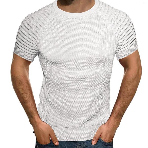 Camisetas para hombres, camisa ajustada para hombres, manga plisada, musculación, cuerda larga, alto para hombres, paquete