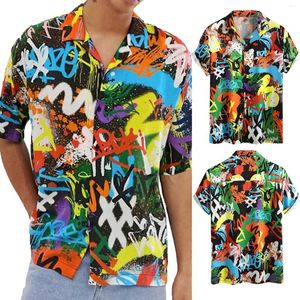 Heren t shirts heren Hawaiiaans vest Korte strandmouwbloemshirt Retro Street Wear Blouse Tops voor lente herfst etnisch