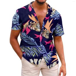T-shirts pour hommes Bouton floral hawaïen pour hommes vers le bas Vacances tropicales Plage Été Hommes Grande Taille Taille Moyenne