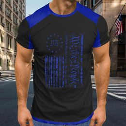 T-shirts voor heren Heren Onafhankelijkheidsdag Vlag Print Splitsen Lente en zomer Informeel Sports Set Shirt voor heren Compressie Lange mouw