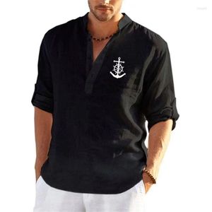 T-shirts pour hommes T-shirt en lin pour hommes Imprimé à manches longues Linette Casual Outdoor Daily Men Vêtements