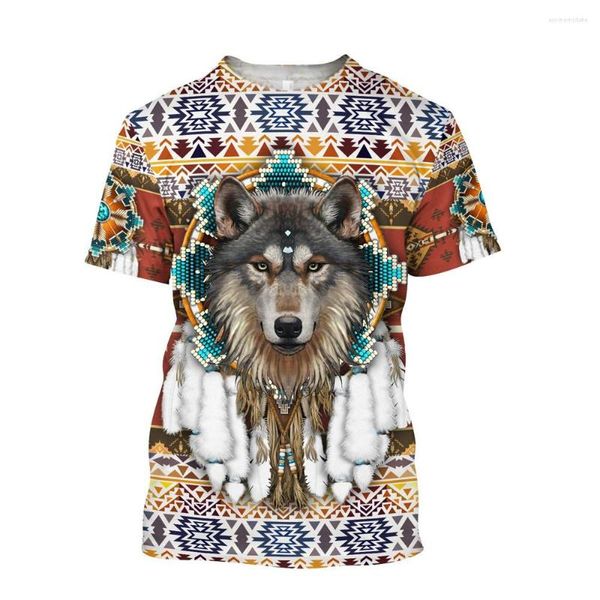 T-shirts pour hommes T-shirt d'été de style national masculin O-cou 3d imprimé chien husky tops à manches courtes