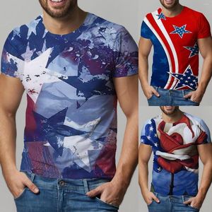 Heren t shirts heren Noord -Amerikaanse onafhankelijkheidsdag 3D -print korte mouw losse bemanning nek shirt retro -stijl T -stukken