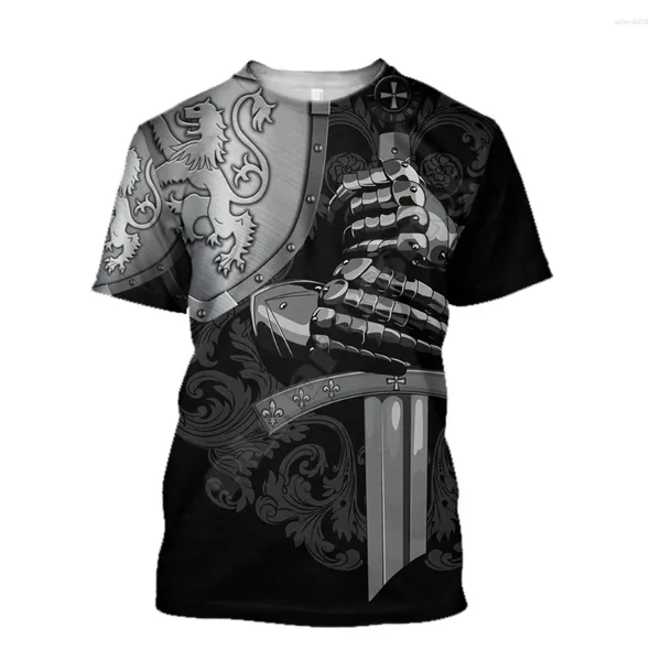 T-shirts pour hommes Armure de lion écossais pour hommes Vêtements de jeu de rôle T-shirt imprimé en 3D Été décontracté Haut à manches courtes