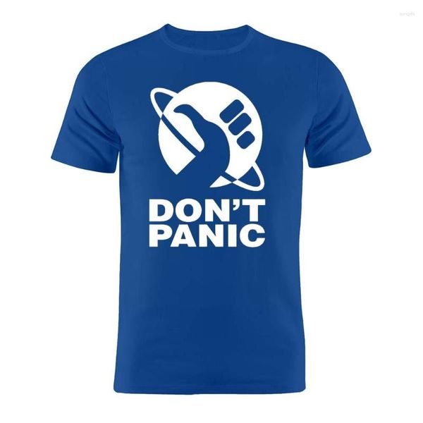 T-shirts pour hommes Chemise pour hommes Guide de l'auto-stoppeur en coton pour Galaxy Don't Panic Minimalist Artwork Gift Tee