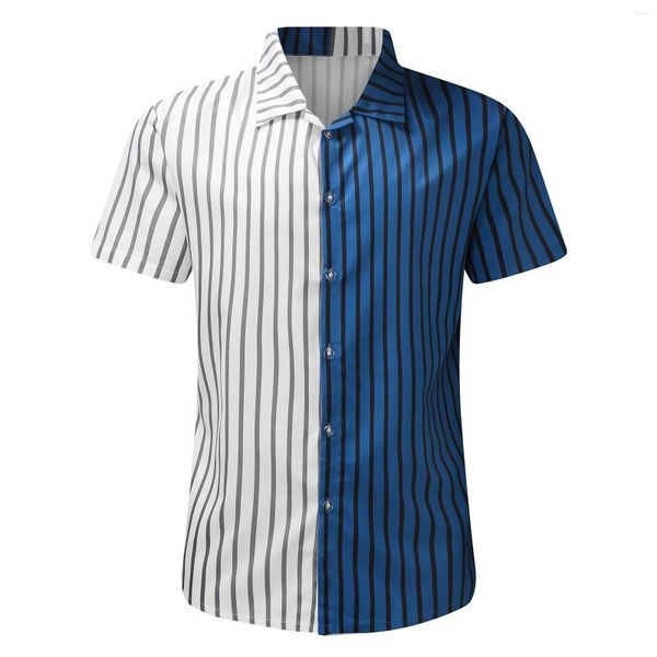 T-shirts pour hommes Chemise pour hommes Patchwork Beach Basic Slim Tops Vacances Mode Street Wear Blouse pour la fête de printemps automne