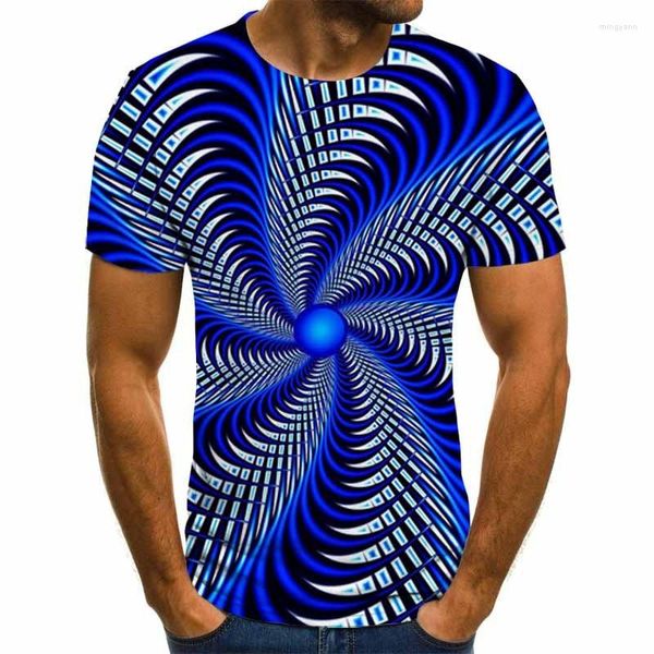Camisetas de hombre Camiseta de manga corta para hombre Ropa de verano Patrón de vórtice geométrico Impresión digital 3D