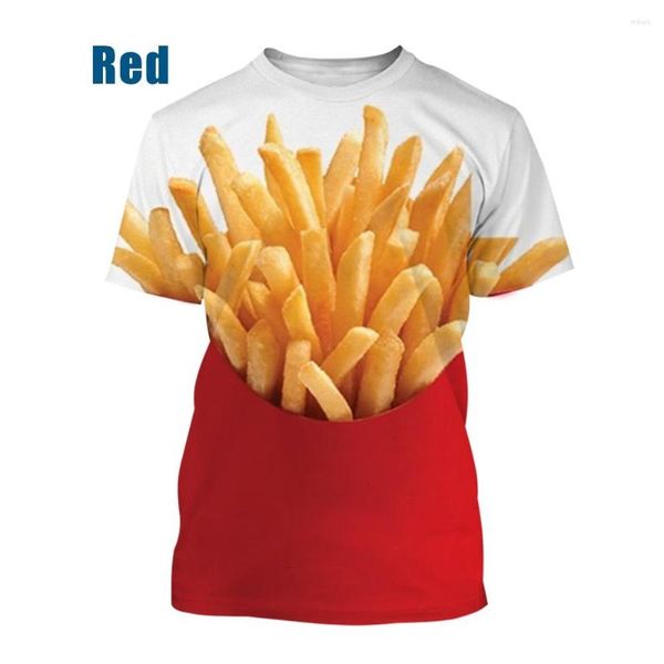 T-shirts pour hommes T-shirt à col rond à manches courtes pour hommes Casual Hip-hop Summer Fast Food 3D Imprimé XS-5XL