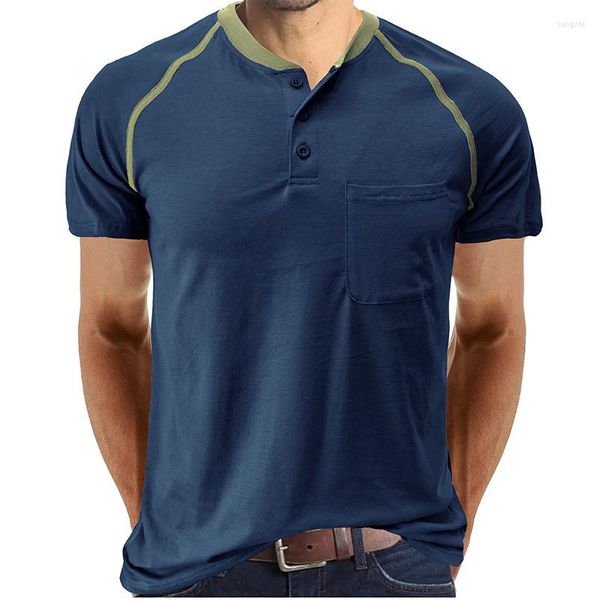 T-shirts pour hommes T-shirt à manches courtes pour hommes Slim Fit Shirt Color Block 2023 Summer Urban Men