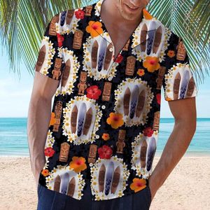 Heren t shirts heren lente zomer tops shirt hawaii bedrukte turn kraag top casual losse korte mouwen wit vest