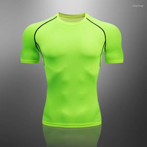 T-shirts pour hommes T-shirt vert fluo super doux d'été pour hommes Haut décontracté élastique à séchage rapide à manches courtes