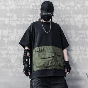 T-shirts pour hommes Techwear d'été pour hommes Coupe ample T-shirts hip-hop surdimensionnés T-shirt cargo tactique avec poches fonctionnelles Hauts à manches courtes