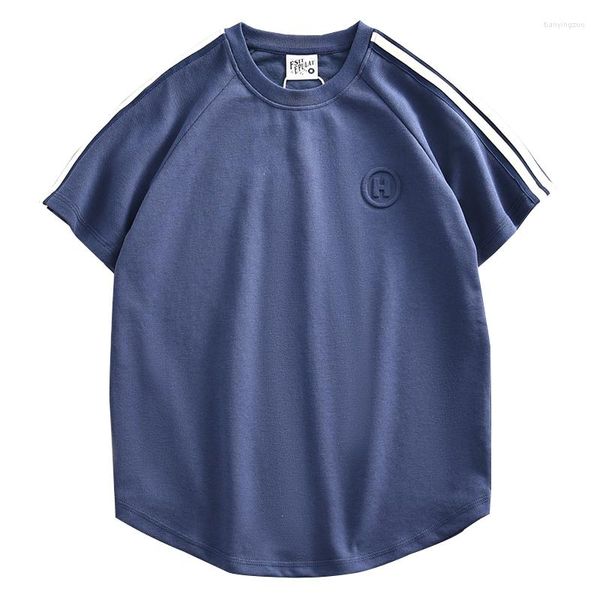 Homens camisetas Homens Tendência de Verão Esportes Meia Manga Crewneck Top Layer Sense Stitching Stick T-shirt Curto
