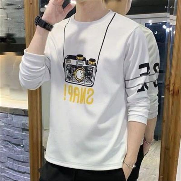 Camisetas para hombre, camiseta para hombre, versión coreana de manga larga de la tendencia salvaje, camiseta informal para jóvenes, ropa para niños