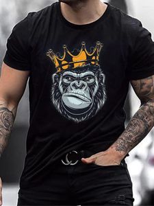 Heren t shirts heren t-shirt aap dierenpatroon o-neck print zwart 3d big straatfeestje