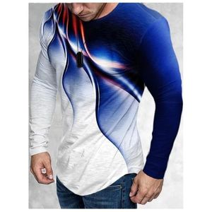 T-shirts T-shirts T-shirt Multicolor Flame Dot Print Casual Long Sleeve Mode Crew Neckers