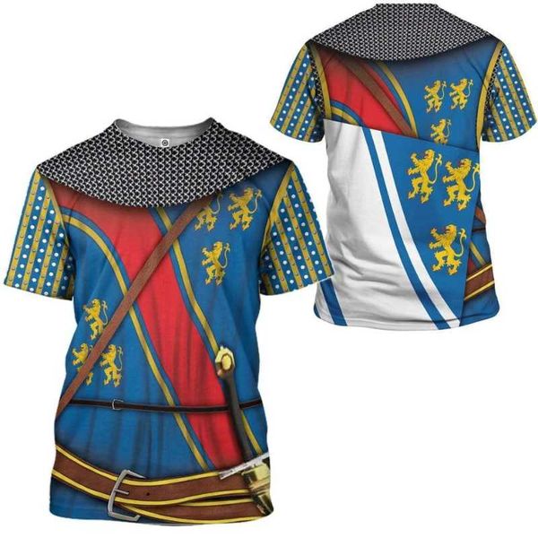 T-shirts pour hommes T-shirt pour hommes Col rond Européen Templar Imprimer Mode Casual Rétro Surdimensionné Chevalier Streetwear Top MenMen