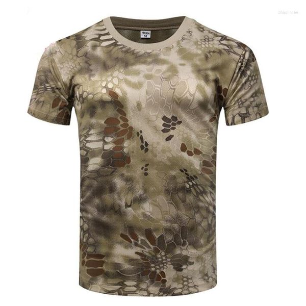 T-shirts pour hommes T-shirt pour hommes à manches courtes T-shirt à séchage rapide hauts en plein air militaire tactique Combat Fitness Camouflage chemise