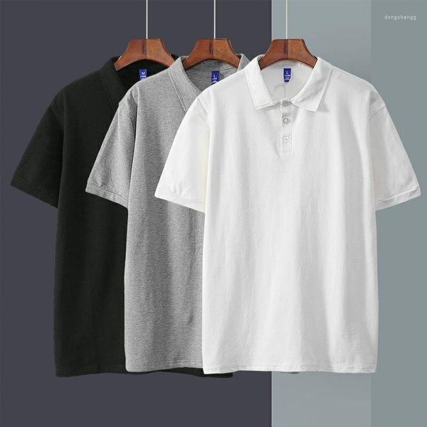 T-shirts pour hommes T-shirt pour hommes col rabattu décontracté à manches courtes couleur unie pull haut simple POLO ample T-shirts de sport
