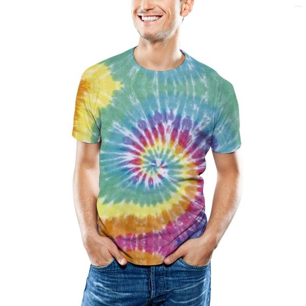 Camisetas para hombres Tie Dye Impresión digital 3D Camisa de manga corta Señora Entrenamiento para hombre Ajuste suelto Hombres Algodón a granel