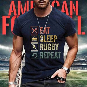 Heren T-shirts Heren American Football Fans Sportcadeau T-shirt Vintage Rugby Speler Sport Retro Jongens Fitnessshirt Los streetwear Sport