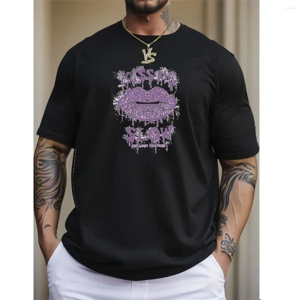 Camisetas para hombres Hombres y mujeres de la misma marca High Street Hip-hop Camiseta Primavera Verano Estampado de labios Manga corta