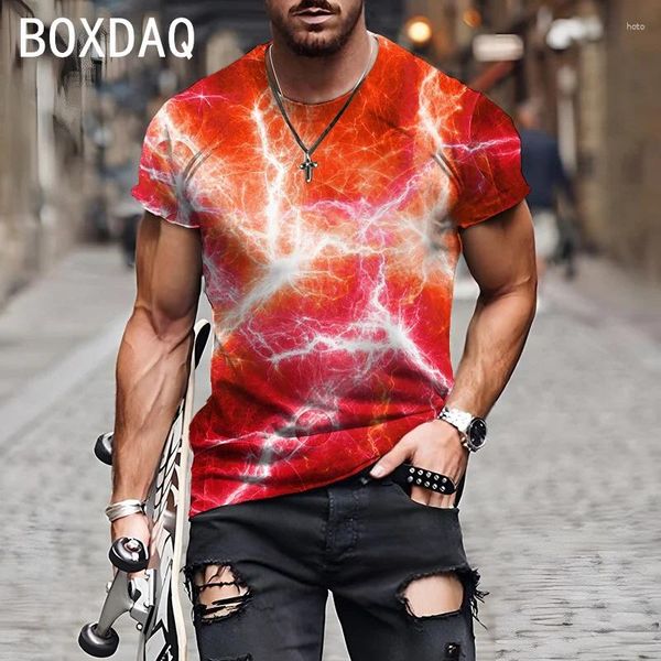 T-shirts pour hommes hommes grande taille t-shirt décontracté mode manches courtes col rond pull en vrac hauts 3D flamme impression graphique plus