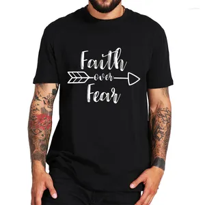 Camisetas para hombre, camiseta negra para hombre, camiseta con estampado Faith Over Fear, camisetas divertidas de manga corta con gráfico Vintage Unisex, camisetas de verano