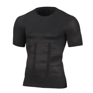  Camisetas para hombres Men Formas de cuerpo Fitness Elástico abdomen Atacada de camisa de manga corta Calleros de tanque Forma