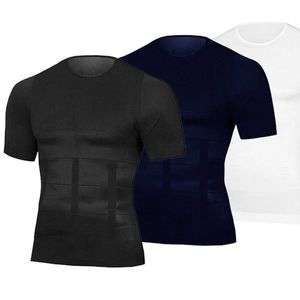 Heren t-shirts mannen lichaam tonen t-shirt body shaper corrigerende poriën shirt afslank riem buik buik vet brandende compressie korset T230103