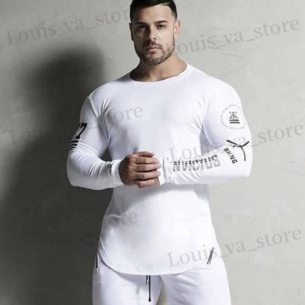 T-shirts pour hommes Bodybuilding Long Slve Shirt Male Fashion Fashion Skinny T-shirt T-shirt T-shirt Ts Ts Taps Running Séchure T240411