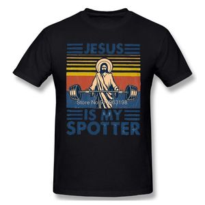 T-shirts pour hommes Hommes Bodybuilding Pumping Training Crossfit T-shirt noir Fitness Jesus Is My Spotter TShirt Pur coton Tees Harajuku ShirtMe