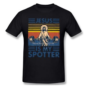 Camisetas para hombres Hombres Culturismo Bombeo Entrenamiento Crossfit Camiseta negra Fitness Jesus Is My Spotter Camiseta Pure Cotton Tees Harajuku Shirt 230420