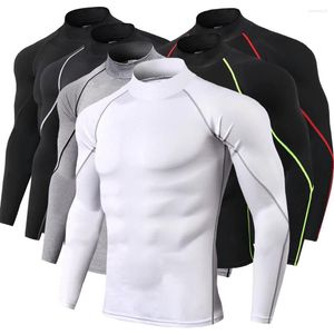 Heren T-shirts Heren Bodybuilding Sporttop Sneldrogend hardloopshirt Lange mouw Compressie Sportkleding Fitness Tight