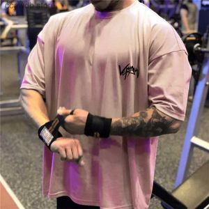 T-shirts hommes Hommes Bodybuilding T-shirt Oversize Hommes Coton T-shirts Gym Demi-manches T-shirt Vêtements Homme Casual Big Taille Tee pour Streetwear T240105