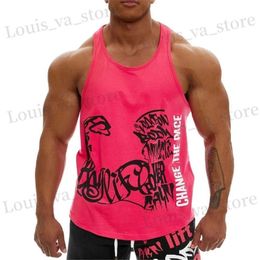 T-shirts masculins Bodybuilding Tops Tops Gyms Workout Cotton Slveless Clothes Running Stringer Singlet Male Summer Casual Ves T240419