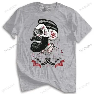 Heren T-shirts Mannen Merk Shirt Zomer Katoenen T-shirt Machine Kapper Kappers Tattoo Baard Drop