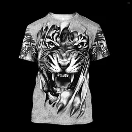 T-shirts pour hommes Hommes Casual Animal 3D Imprimer T-shirts King Tiger Tattoo Hip-Hop T-shirts d'été T-shirts Harajuku Punk Wome Unisexe Tops à manches courtes