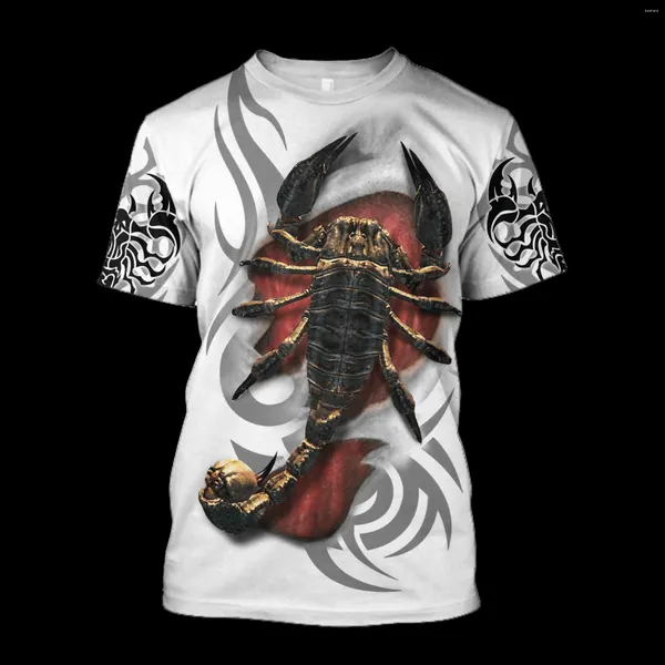 T-shirts pour hommes T-shirts imprimés 3D animaux décontractés T-shirts Scorpion Tattoo Hip-Hop T-shirts d'été Harajuku Punk Wome Hauts unisexe à manches courtes 2
