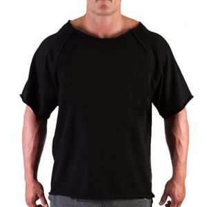 Heren t-shirts Men Casual Batwing Rag shirt O-Neck katoen T-shirt mannelijke Fiess Gym Draag ademende bodybuilding workout spier T-shirt top 230508