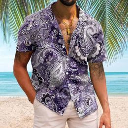 Heren t shirts heren casual korte mouw voorjaar zomer turndown nek 3d strand camisas de hombre vest blouses solide streetwear